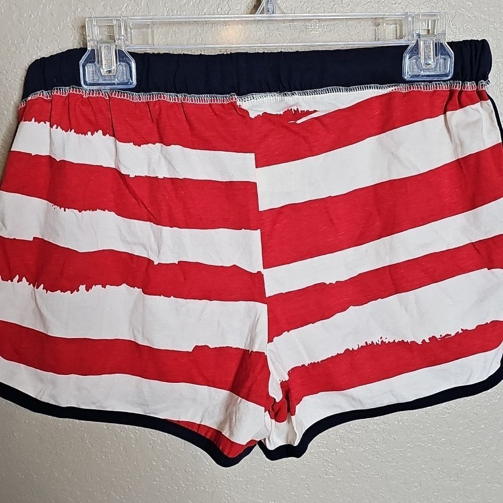 NWT Lazy One Medium Women's Blue Red and White Striped Boxer Pj Shorts - Picture 3 of 5